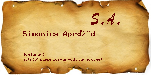 Simonics Apród névjegykártya